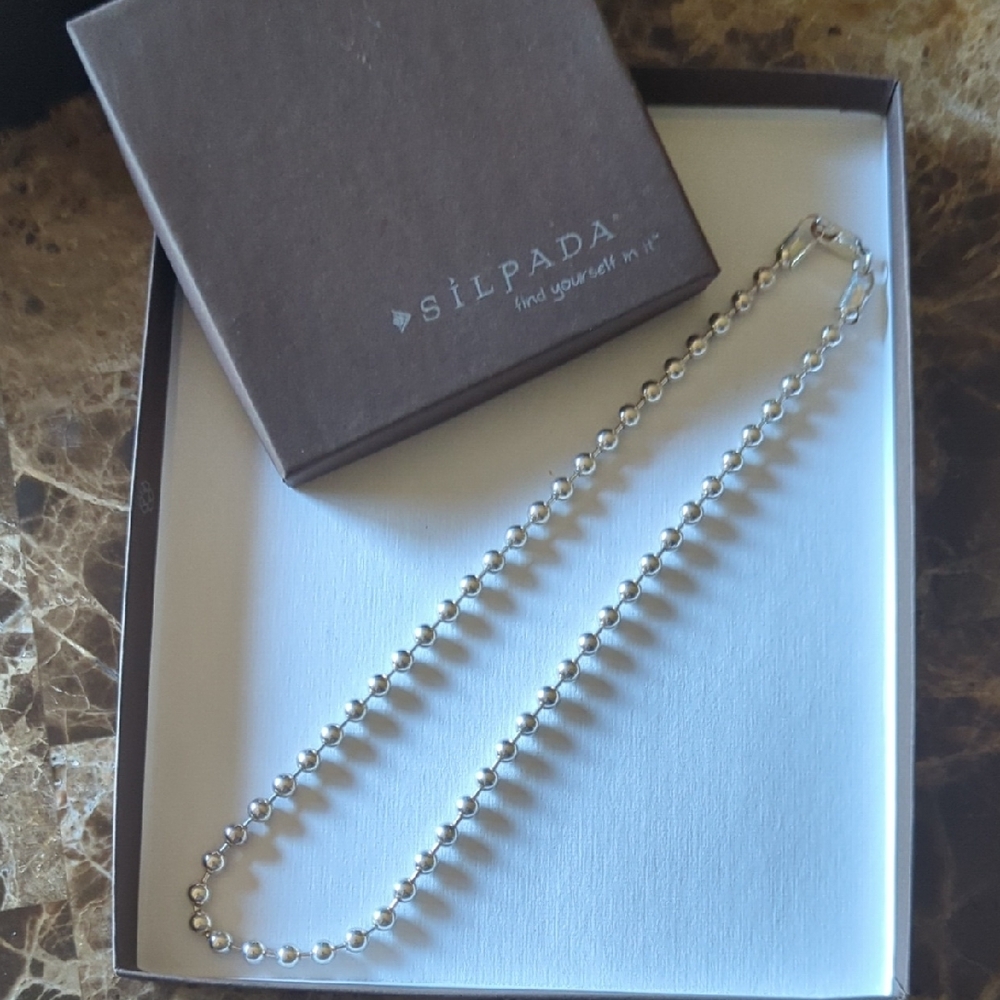 Silpada Silver Beaded Chain Necklace